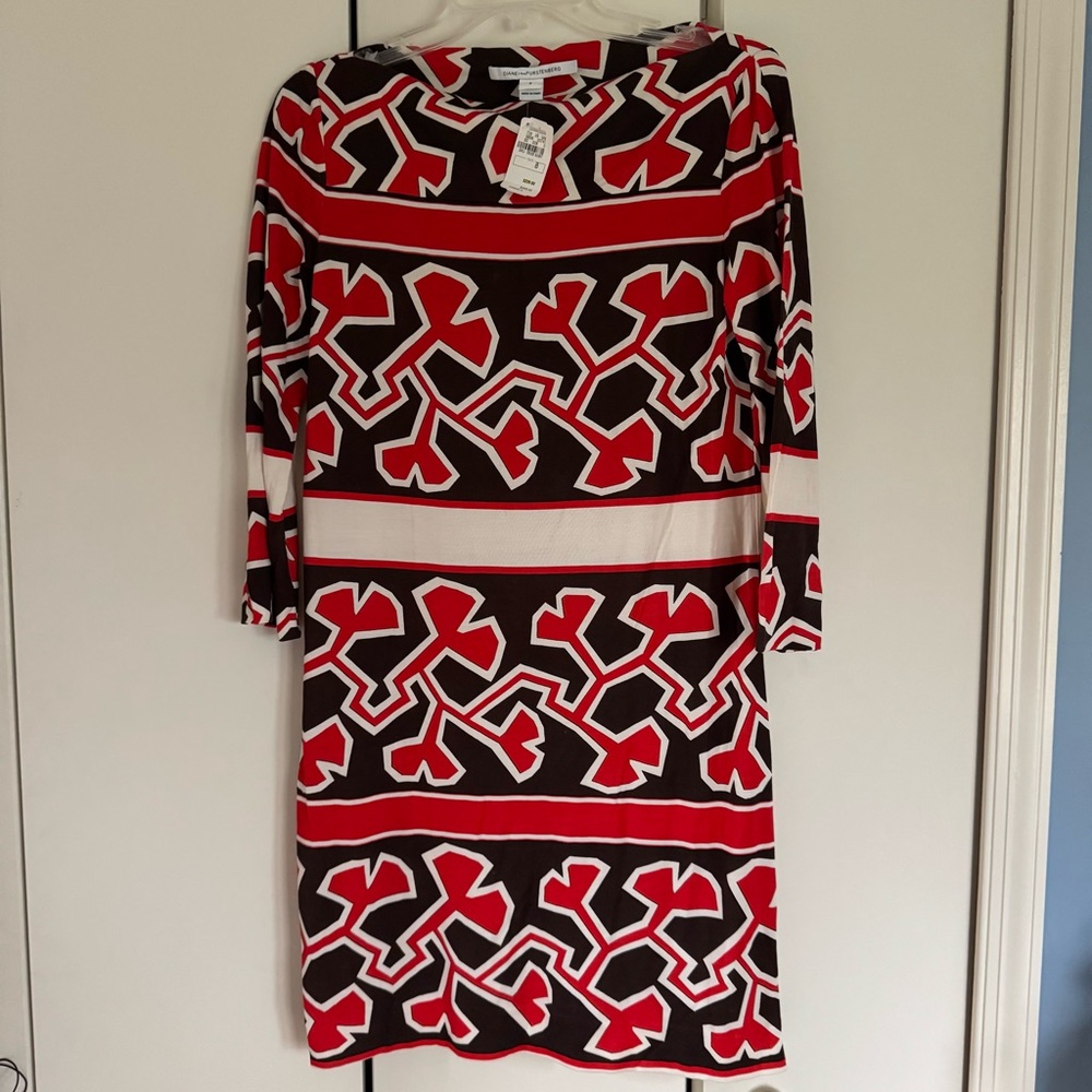 Diane Von Furstenberg Red and Black Geometric Dress